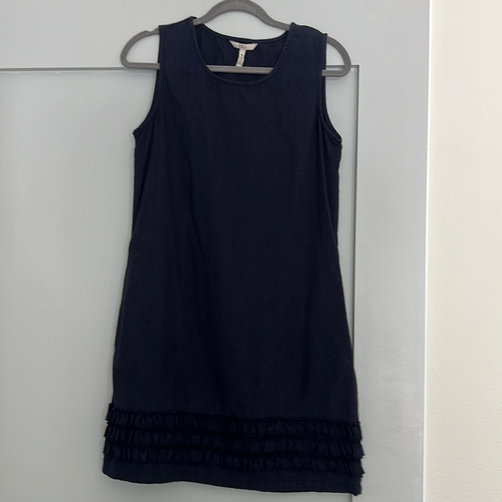 DKR Navy Linen Blend Shift Dress S